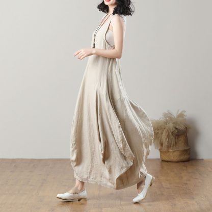 Ladies Summer Loose Linen Long Dress - Image 2