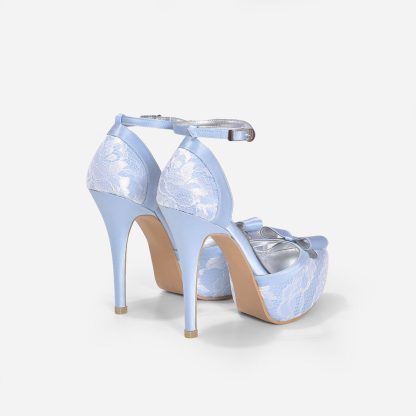 Light blue lace strappy high heels - Image 2