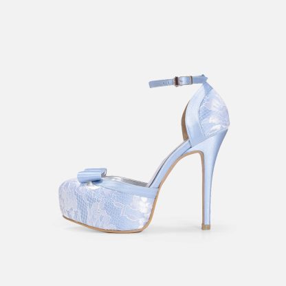 Light blue lace strappy high heels - Image 4