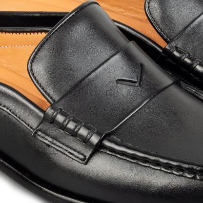 Men's Black Mules Calfskin Handmade Half Shoes - Image 2