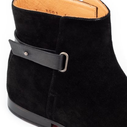 Men's Black Suede Leather Handmade Solid Boots - Image 5