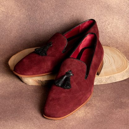 Men's Bordeaux suede tassel loafers - Image 3