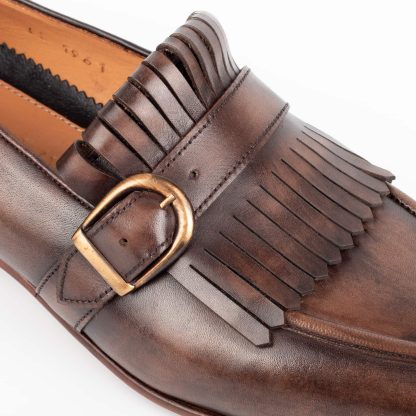 Men's Brown Single Monk Shoes - Image 4