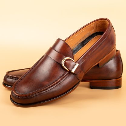 Men's Brown Single Monk Shoes - Image 4