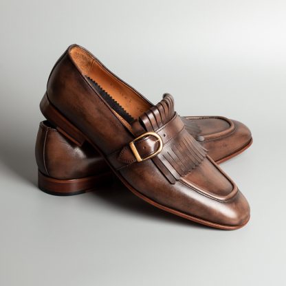 Men's Brown Single Monk Shoes