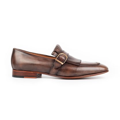 Men's Brown Single Monk Shoes - Image 2