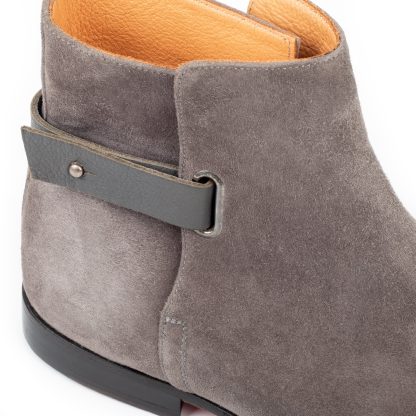 Men's Grey Suede Leather Handmade Solid Boots - Image 4