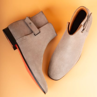 Men's Mink Suede Leather Handmade Solid Boots - Image 4