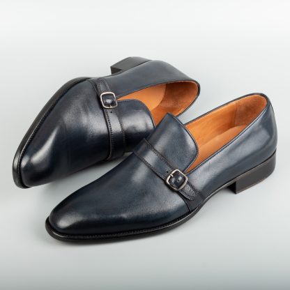 Men's Navy Handmade Dress Shoes - Image 2
