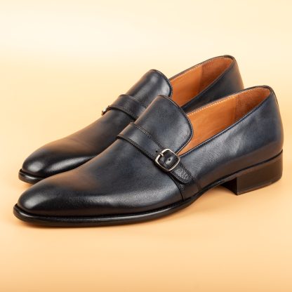 Men's Navy Handmade Dress Shoes - Image 4