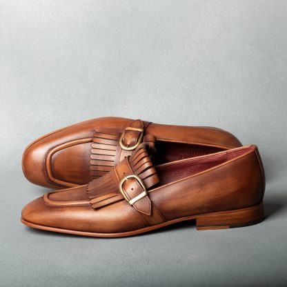Men's Tobacco Single Monk Shoes - Image 4