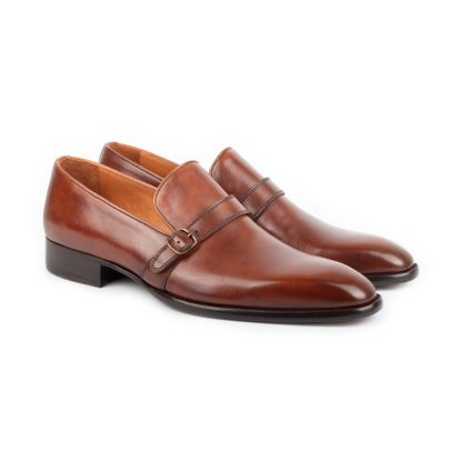 Men's Tobacco Single Monk Shoes - Image 5