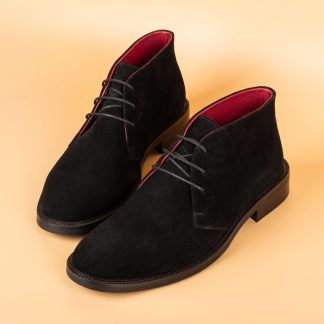 Men's black calf suede lace-up shoes
