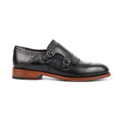 Men's black pair of monk shoes - Image 2