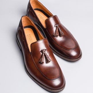 Men's brown calfskin tassel loafers