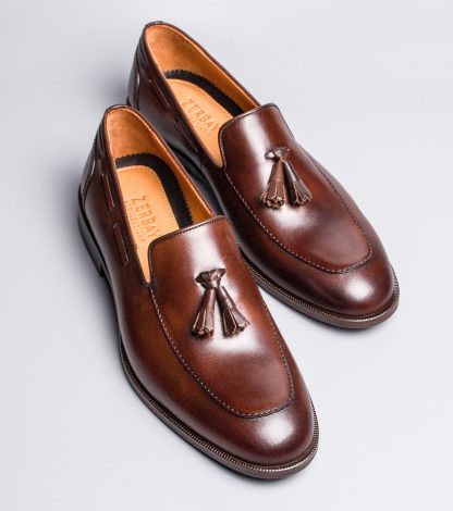 Men's brown calfskin tassel loafers