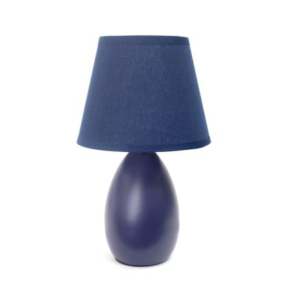 Mini Egg Shaped Ceramic Blue Table Lamp - Image 4