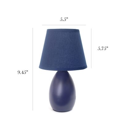 Mini Egg Shaped Ceramic Blue Table Lamp - Image 3