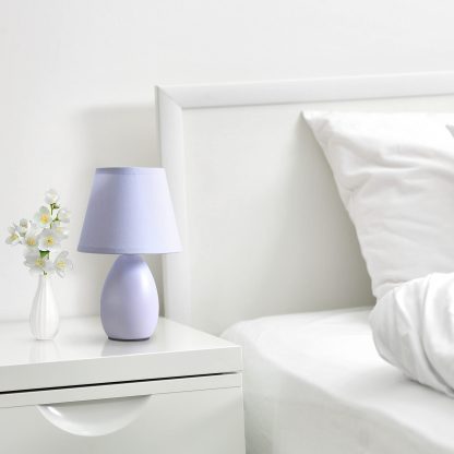 Mini Egg Shaped Purple Ceramic Table Lamp - Image 2