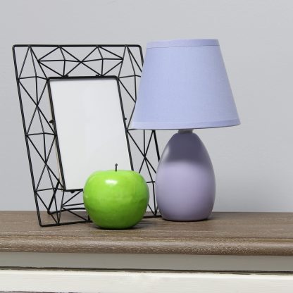 Mini Egg Shaped Purple Ceramic Table Lamp - Image 4