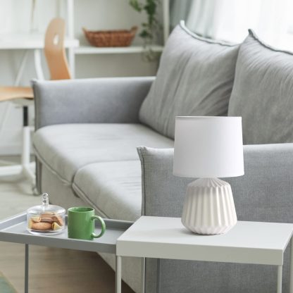 Mini Pleated English Style Ceramic Base Table Lamp - Image 2