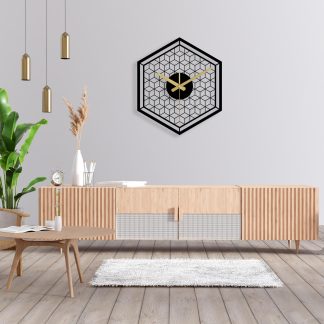 Modern hexagonal metal wall clock