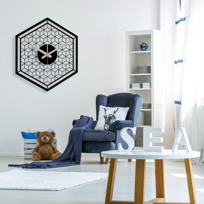 Modern hexagonal metal wall clock - Image 3