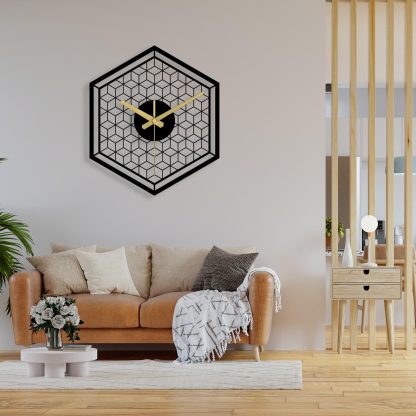 Modern hexagonal metal wall clock - Image 4
