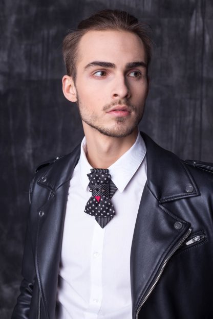 Black stylish polka dot bow tie