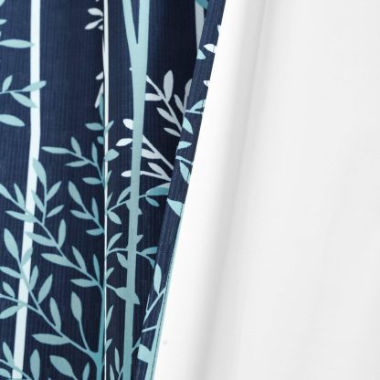 Navy Linear Tree Blackout Grommet Curtains - Image 2