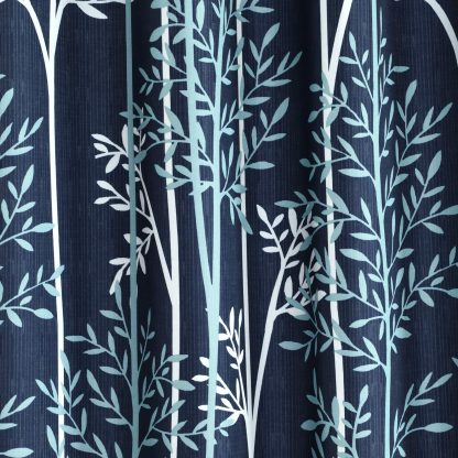 Navy Linear Tree Blackout Grommet Curtains - Image 4