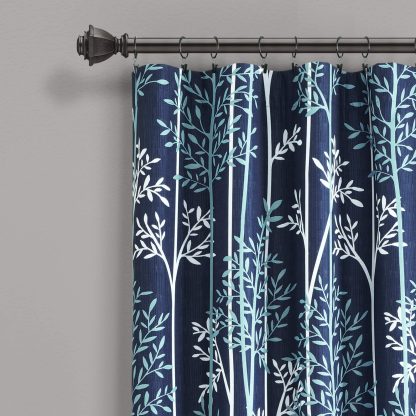 Navy Linear Tree Blackout Grommet Curtains - Image 5