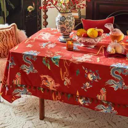 Oriental style tablecloth dragon pattern waterproof tablecloth - Image 2
