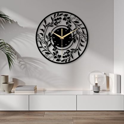 Oversized floral metal wall clock - Image 4