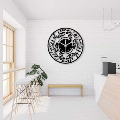 Oversized floral metal wall clock - Image 3