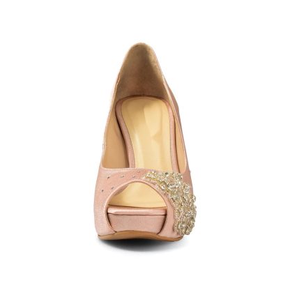Peach Diamond Bridal High Heels - Image 2