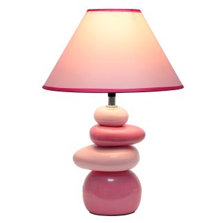 Pink Ceramic Stacked Stone Standard Table Lamp