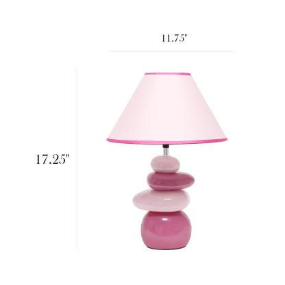 Pink Ceramic Stacked Stone Standard Table Lamp - Image 4