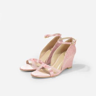 Pink satin bridal high heels