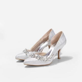 Pointed glitter wedding shoes
