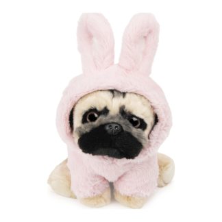 Pug Pink Bunny Hoodie Plush Toy