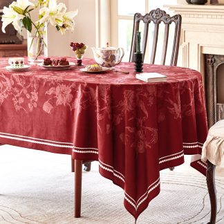 Red rose pattern square waterproof tablecloth
