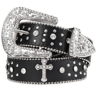 Rhinestone rivet belt for men and women