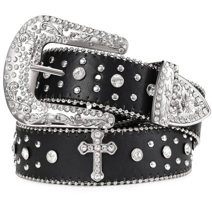 Rhinestone rivet belt for men and women