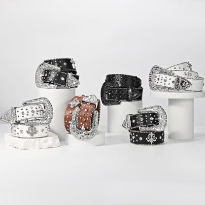 Rhinestone rivet belt for men and women - Image 6
