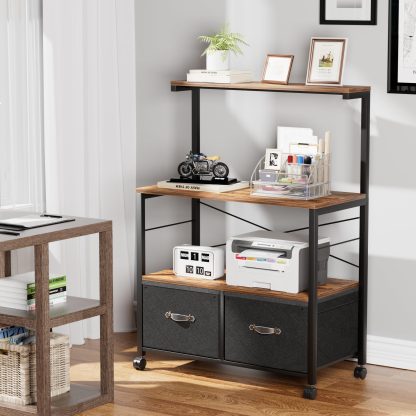 Rolling Printer Stand with 3 Open Storage Shelves - Image 4