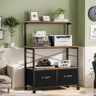 Rolling Printer Stand with 3 Open Storage Shelves