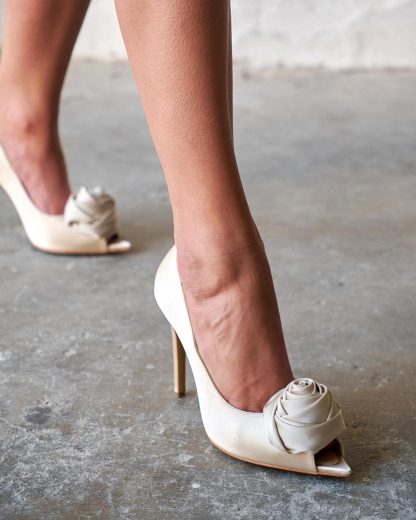 Rose detail open toe pumps - Image 2