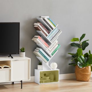 Seven-layer tree-shaped bookshelf with drawers