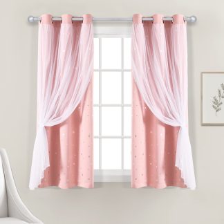 Sheer Insulated Grommet Blackout Pink Curtain